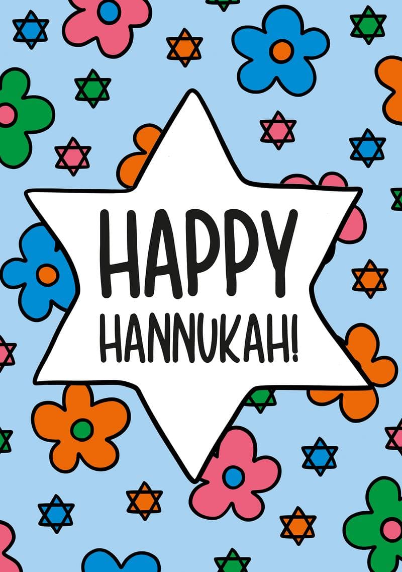 Happy Hanukkah Floral Star