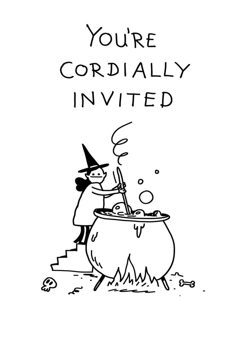 You're Cordially Invited Witch card