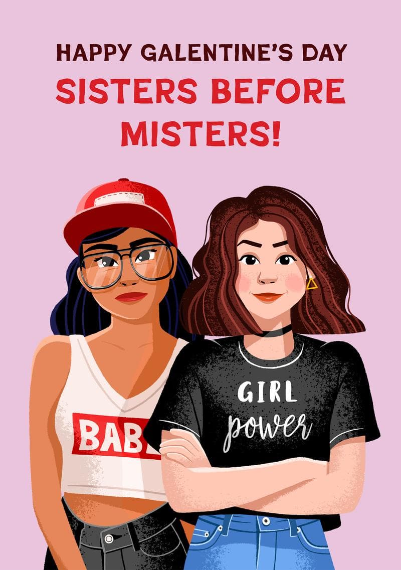 Sisters Before Misters Galentine's Day card
