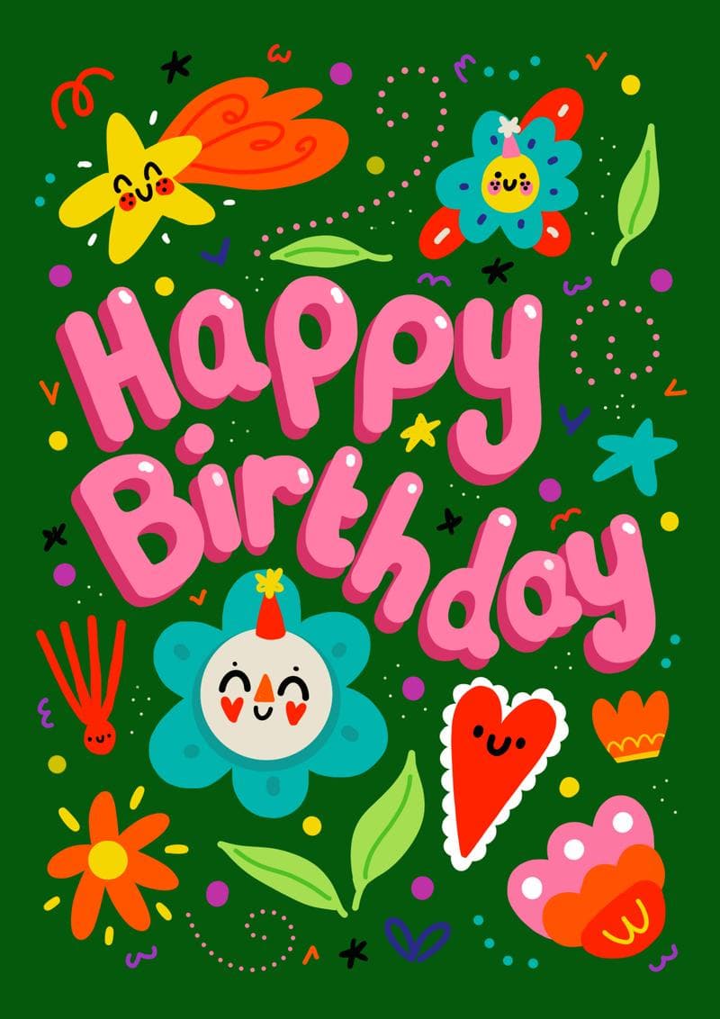 Happy Birthday Bright Florals card