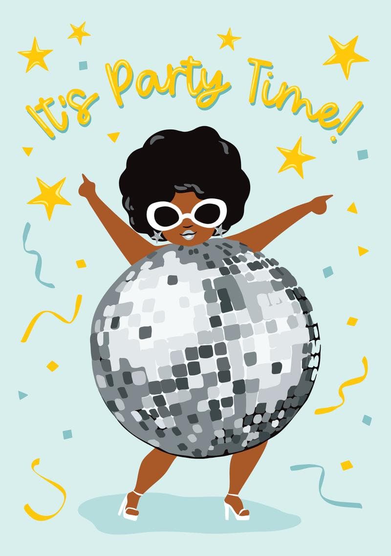 Disco Party Time Birthday Card