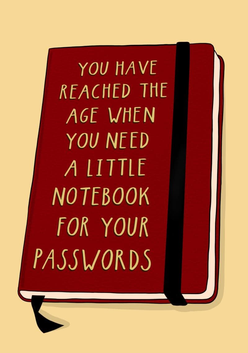 Notebook for Passwords Birthday Card card