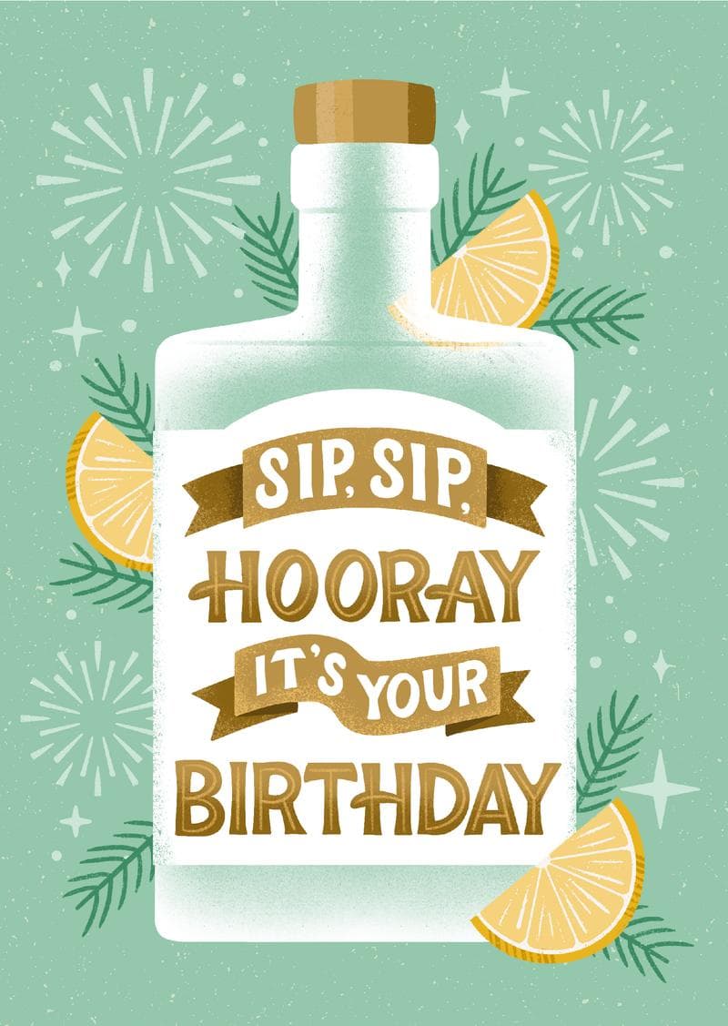 Sip Sip Hooray Birthday Card