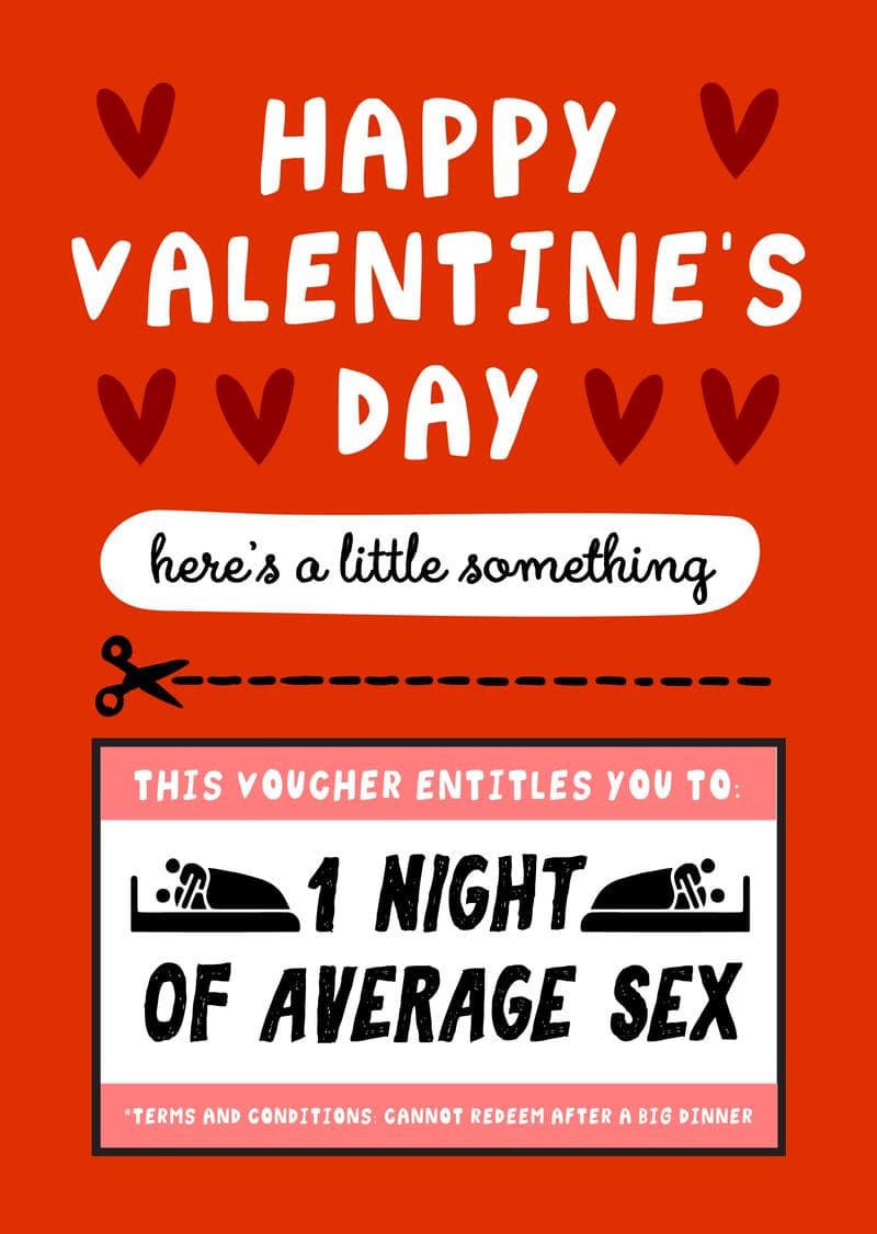 Average Sex Voucher Valentine's Day Card card