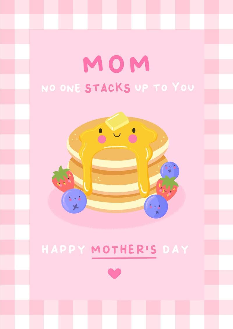 Stacks Up Cute Pancake Mom Card