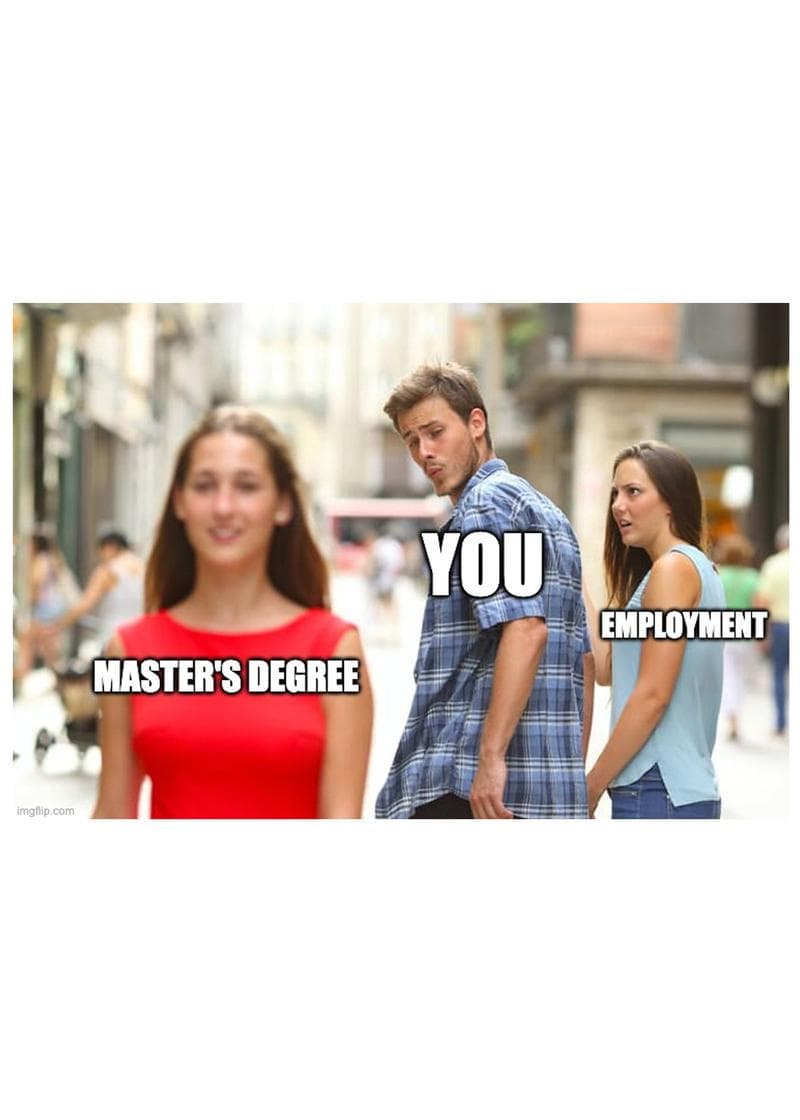 Distracted by the Master's Degree Card card
