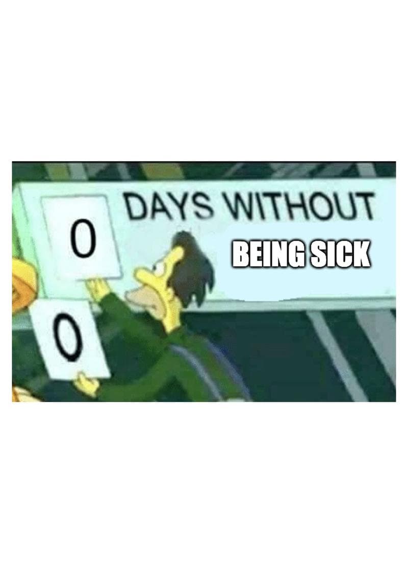 Zero Days Without Being Sick Card card