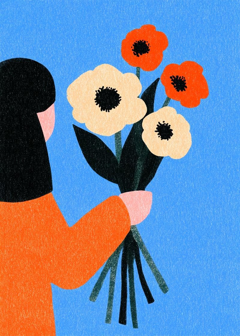 Flowers in Hand Illustrated Card card
