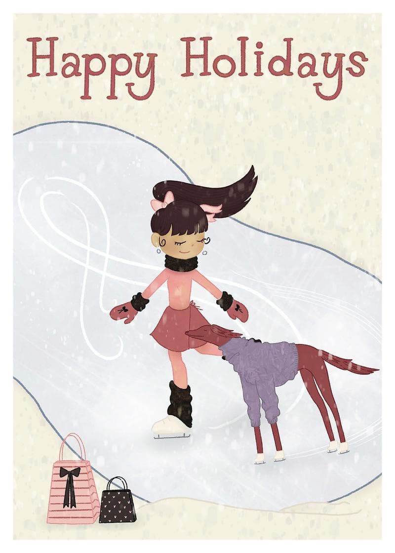 Happy Holidays Ice Skating Card