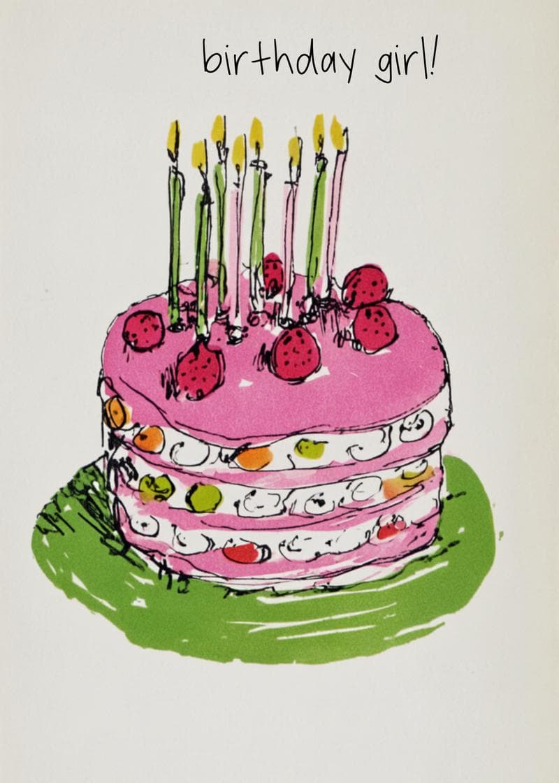 Birthday Girl Pink Cake Card card
