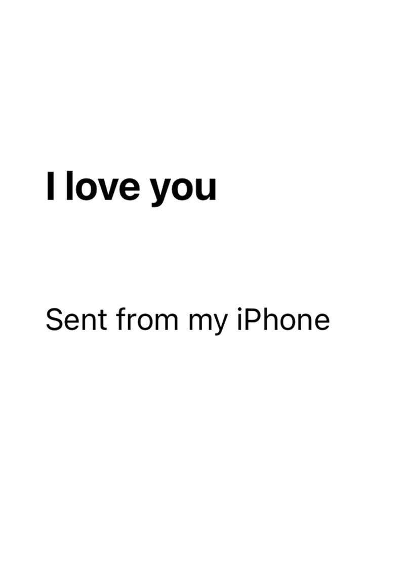 i love you sent from iphonee card