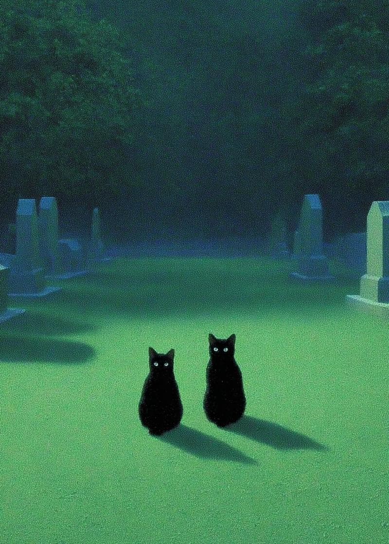 Mystical Black Cats card