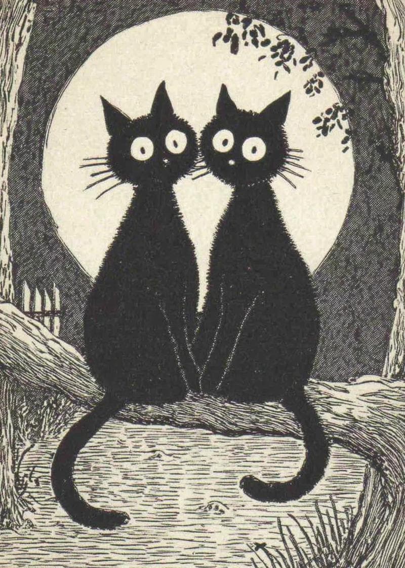 Moonlit Cat Companions card