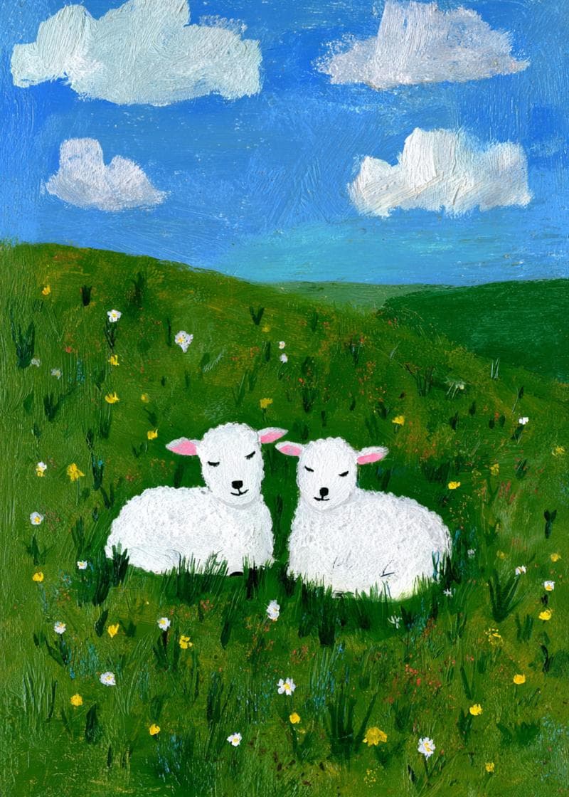 Serene Lamb Meadow Card card
