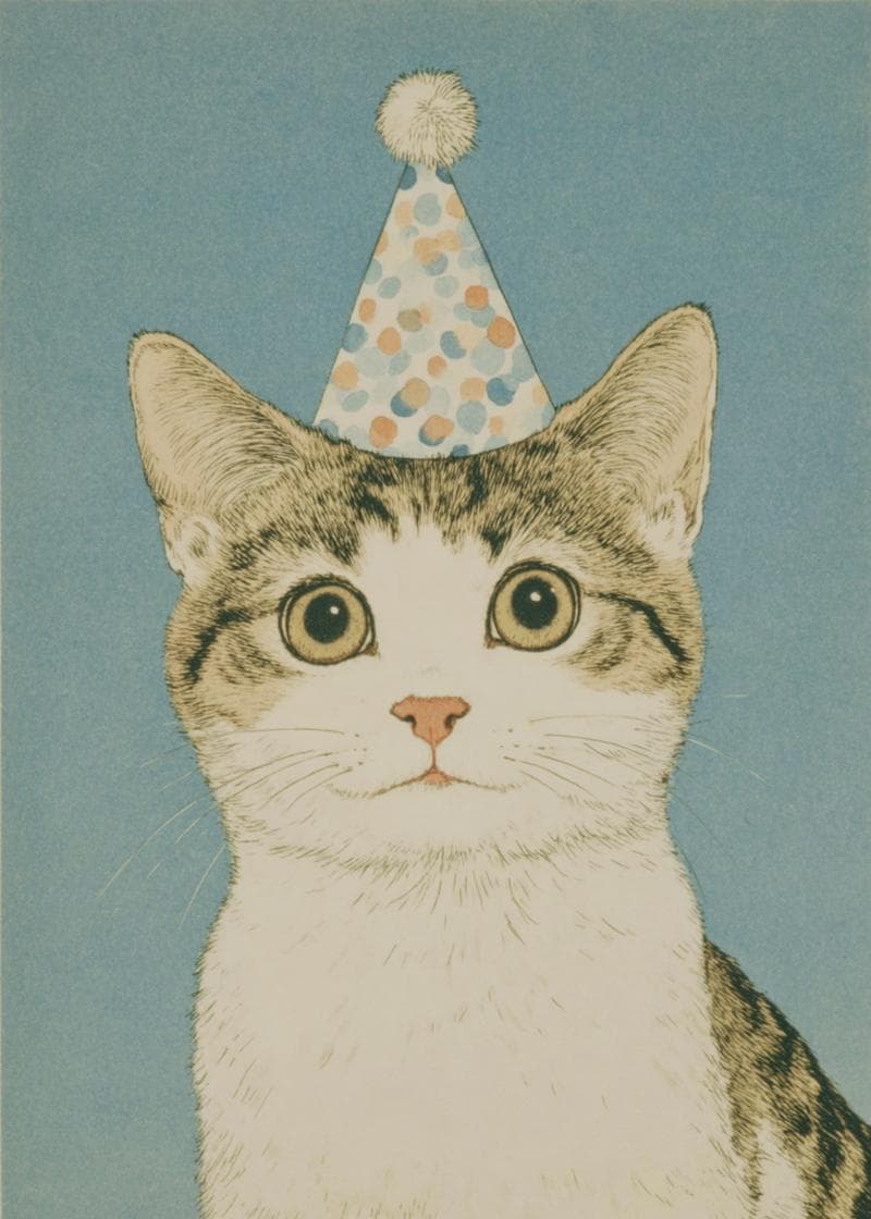 Adorable Party Cat Card card