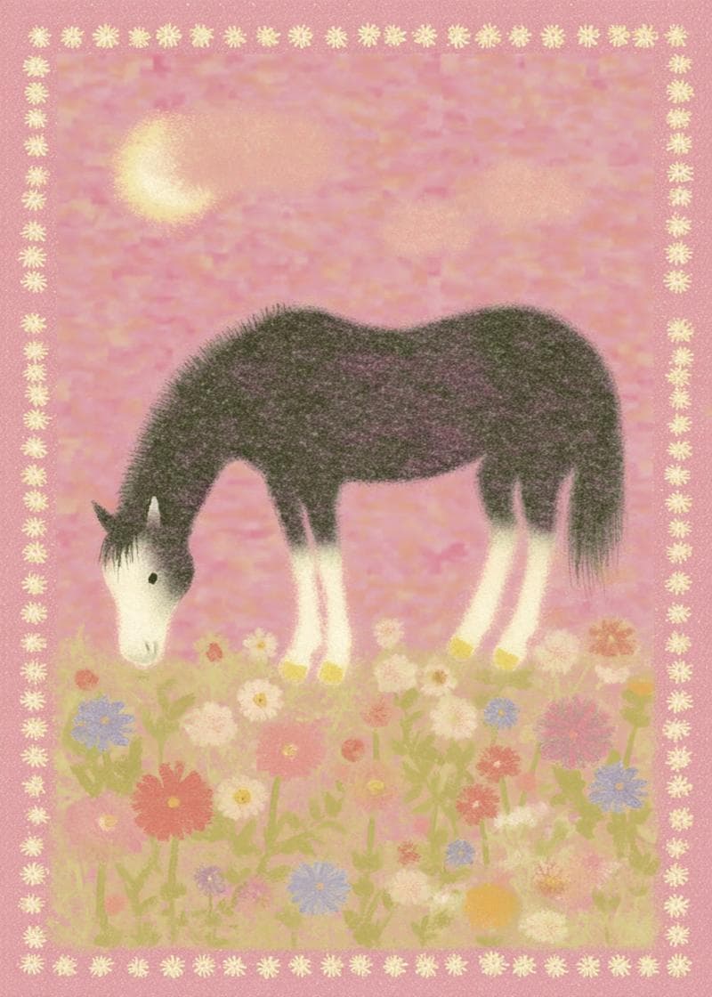 Pastel Horse Floral Serenity card