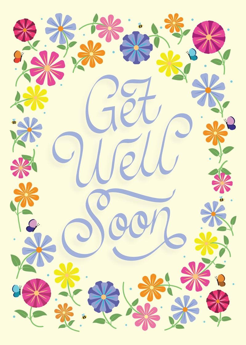 Bright Floral Get Well Soon Card