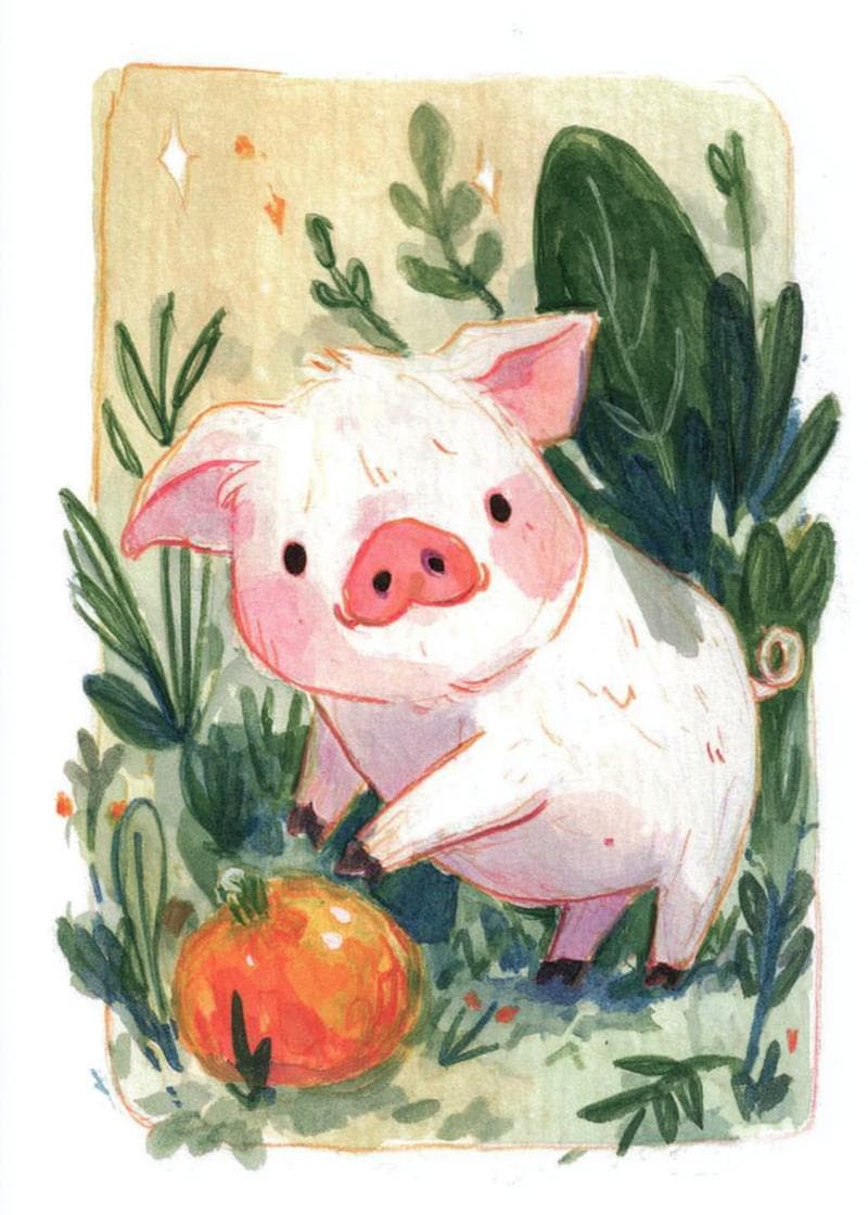 Adorable Piglet and Pumpkin Card card