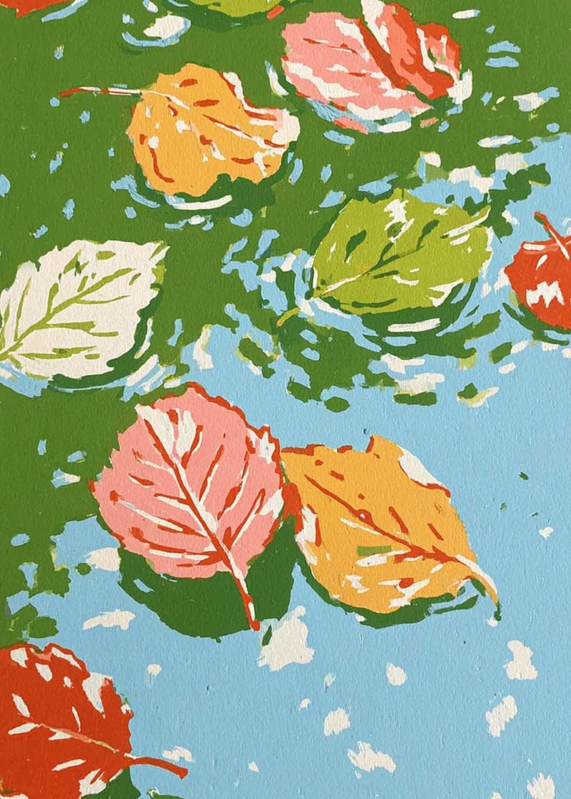Floating Autumn Leaves Greeting Card card