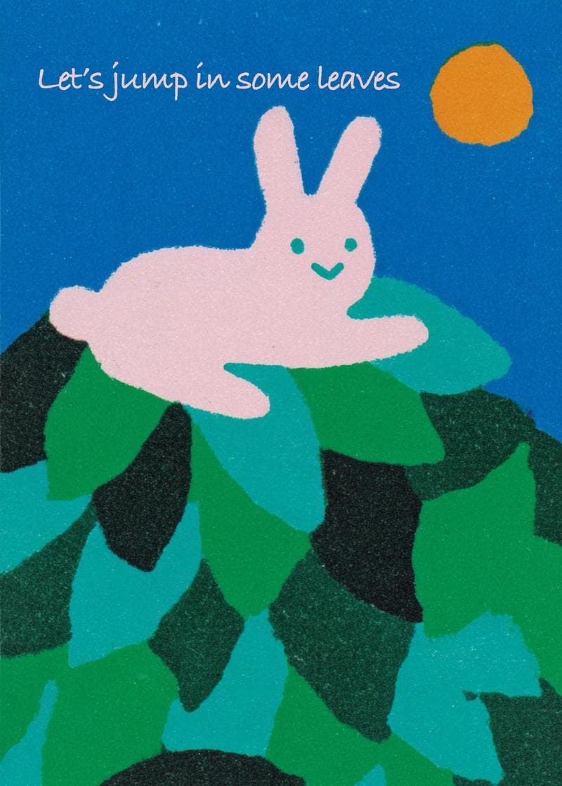 Let's Jump in Leaves Bunny card