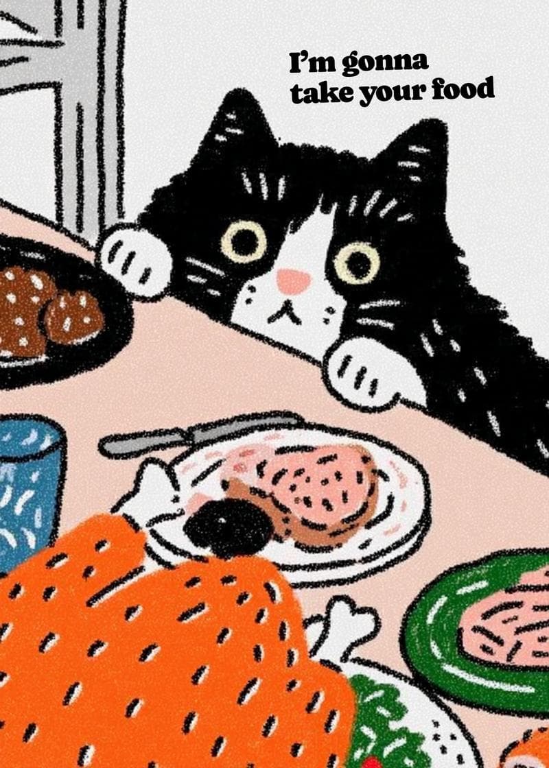 Hungry Cat Humor Card card