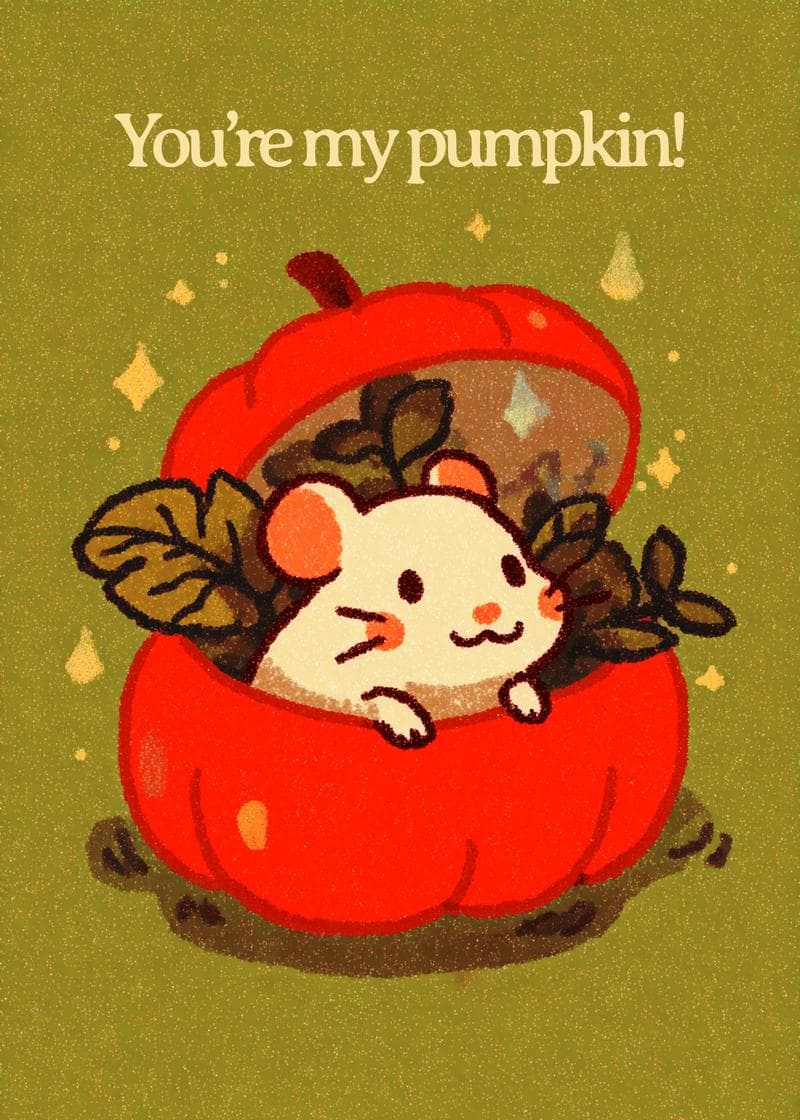Adorable Pumpkin Mouse Card card