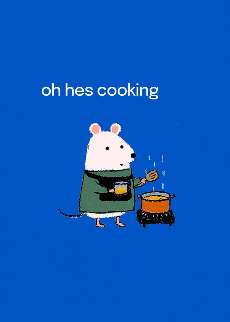 Whimsical Cooking Mouse Card card