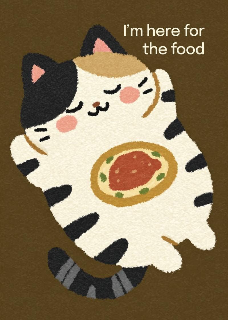 Pizza Loving Cat Card card