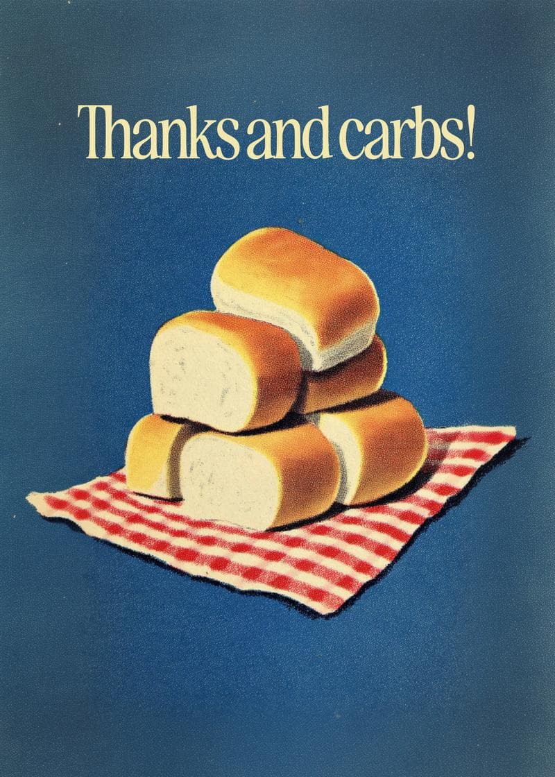 Thanks and Carbs Humor Card card