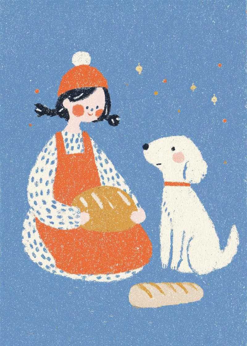 Warm Wishes with Bread and Furry Friend card