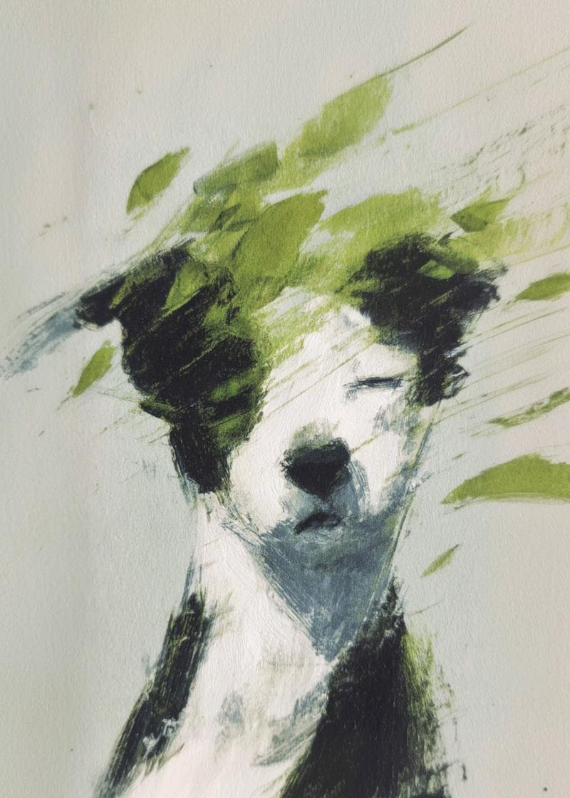 Abstract Green Pet Portrait Card card