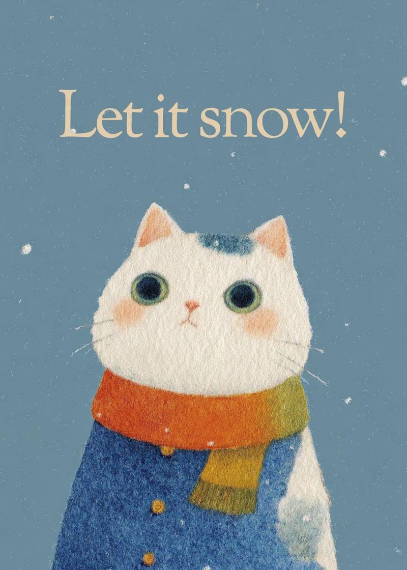 Snowy Cat Greetings card