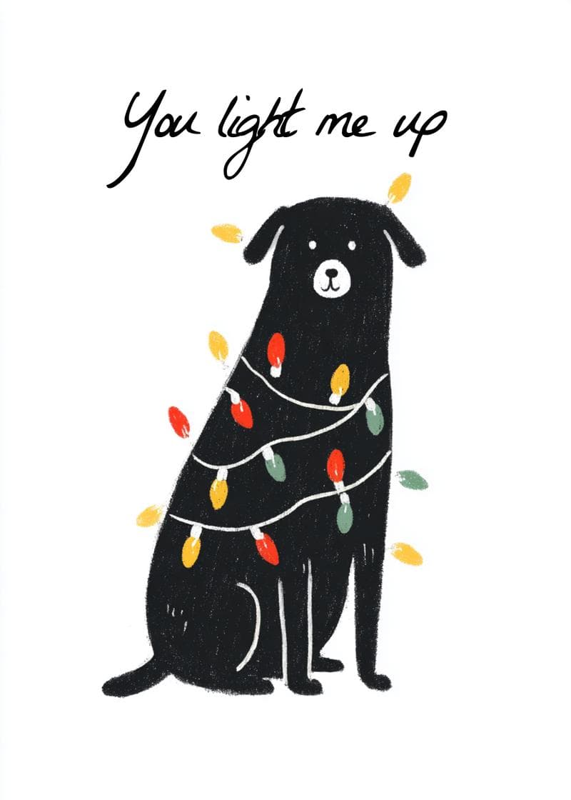 Festive Dog Love Lights Card card