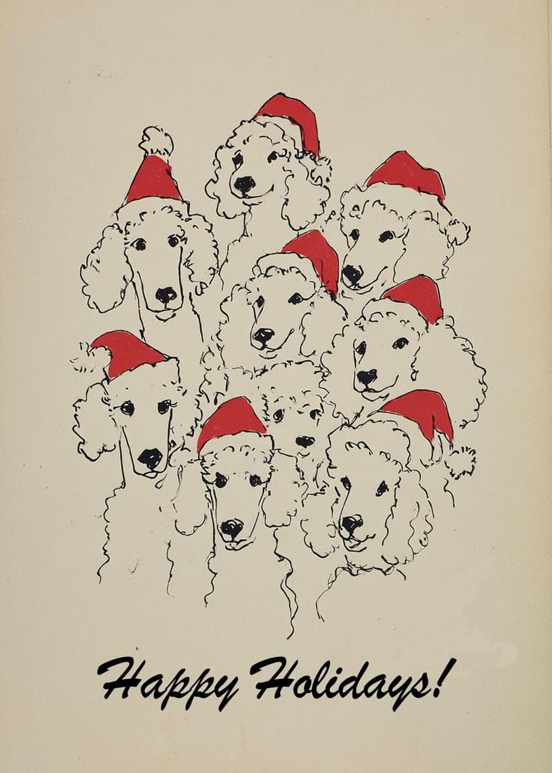 Festive Poodles Holiday Card card