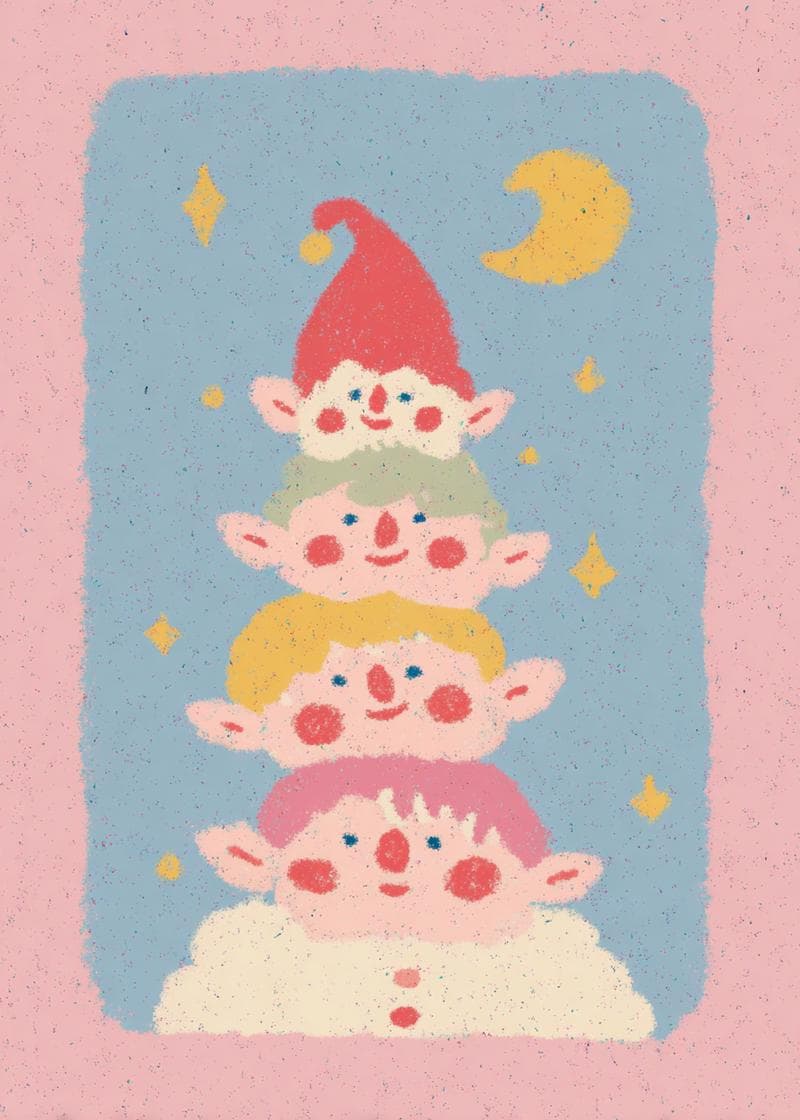 Whimsical Elves Holiday Card card