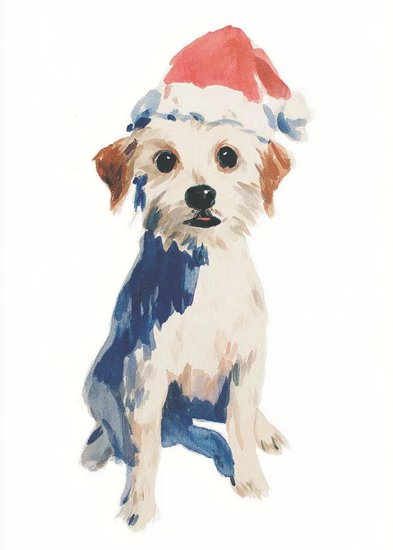 Festive Puppy Greetings card