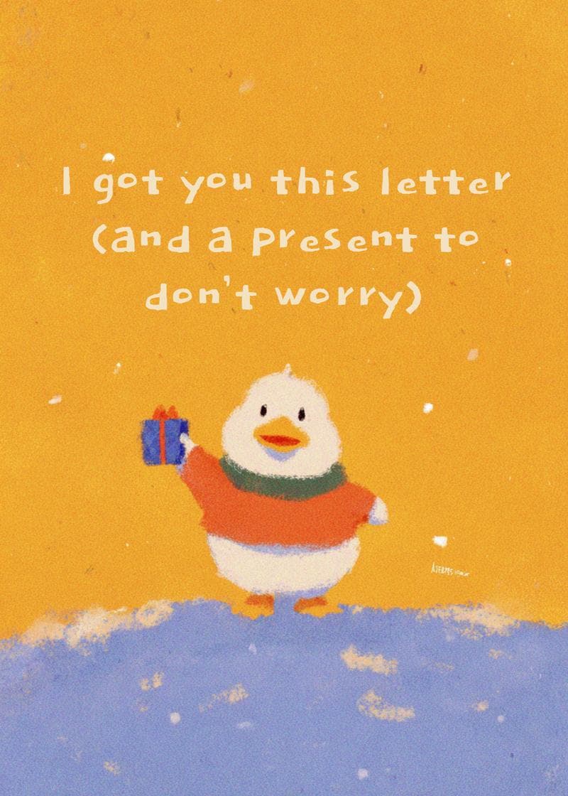 Cute Duck Surprise Gift Card card