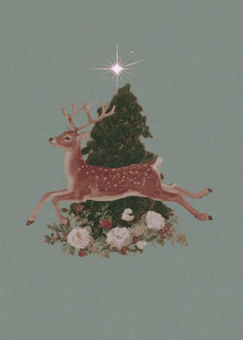 Festive Deer and Star Card card