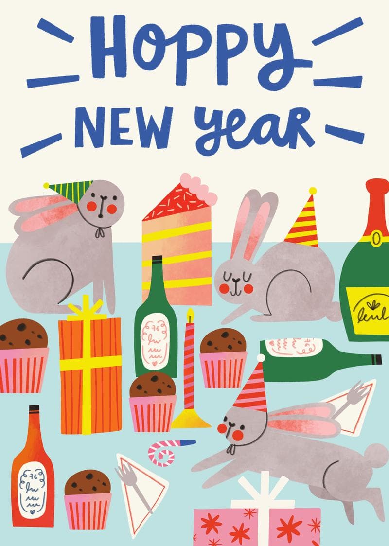 Hoppy New Year Bunny Card card