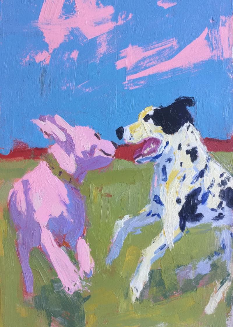 dog sibling painting card