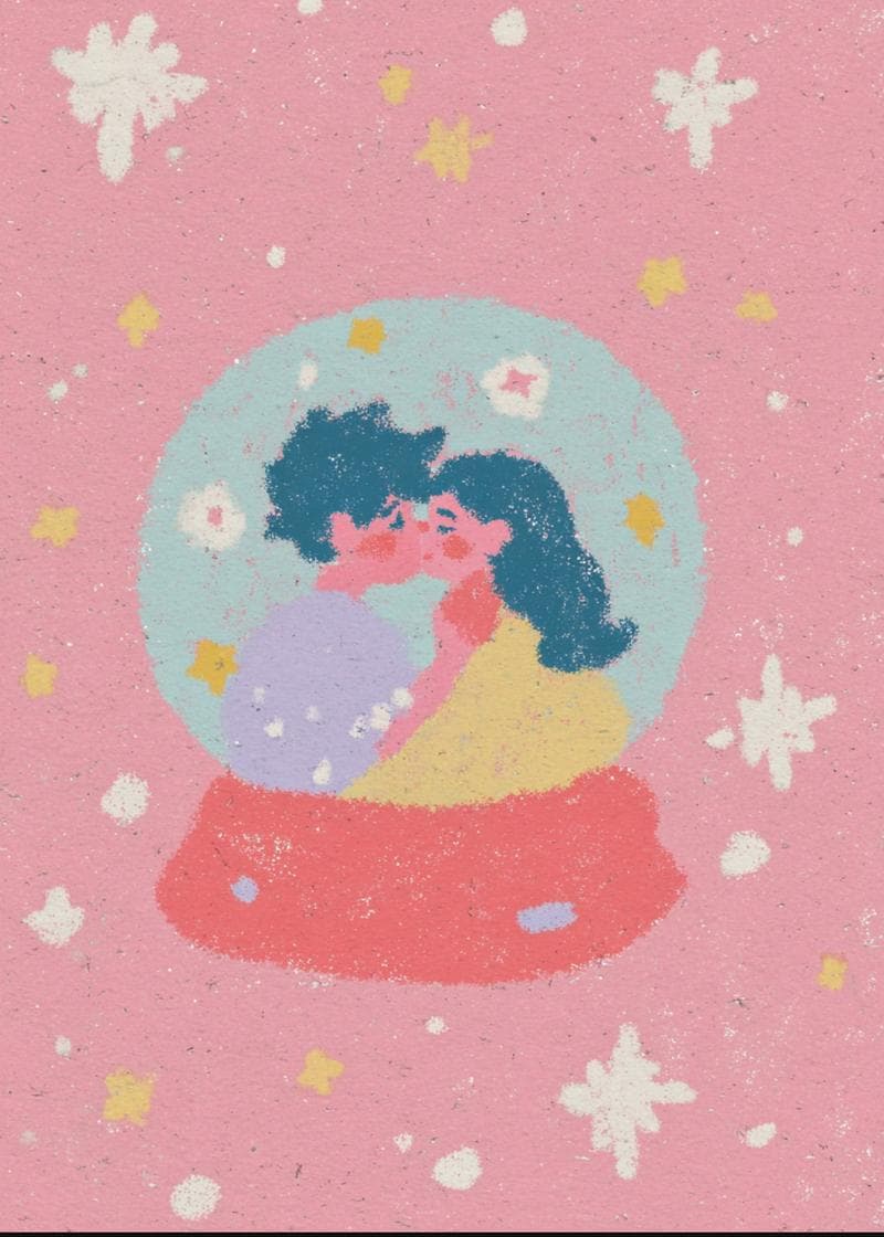 Cosmic Love Snow Globe Card card