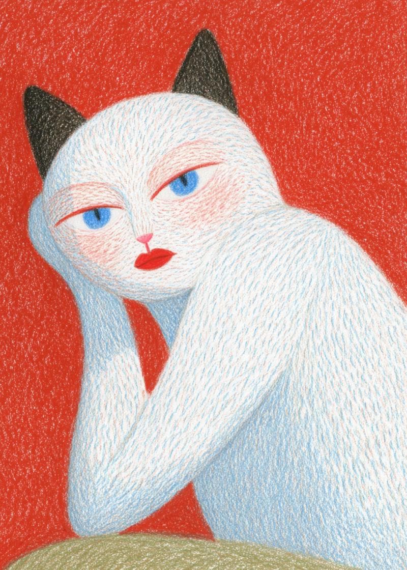 weird cat posing card