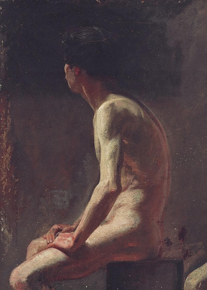 Artful pose on stool card