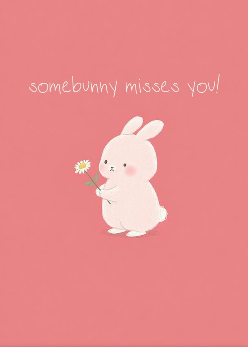Adorable Bunny Misses You Card card