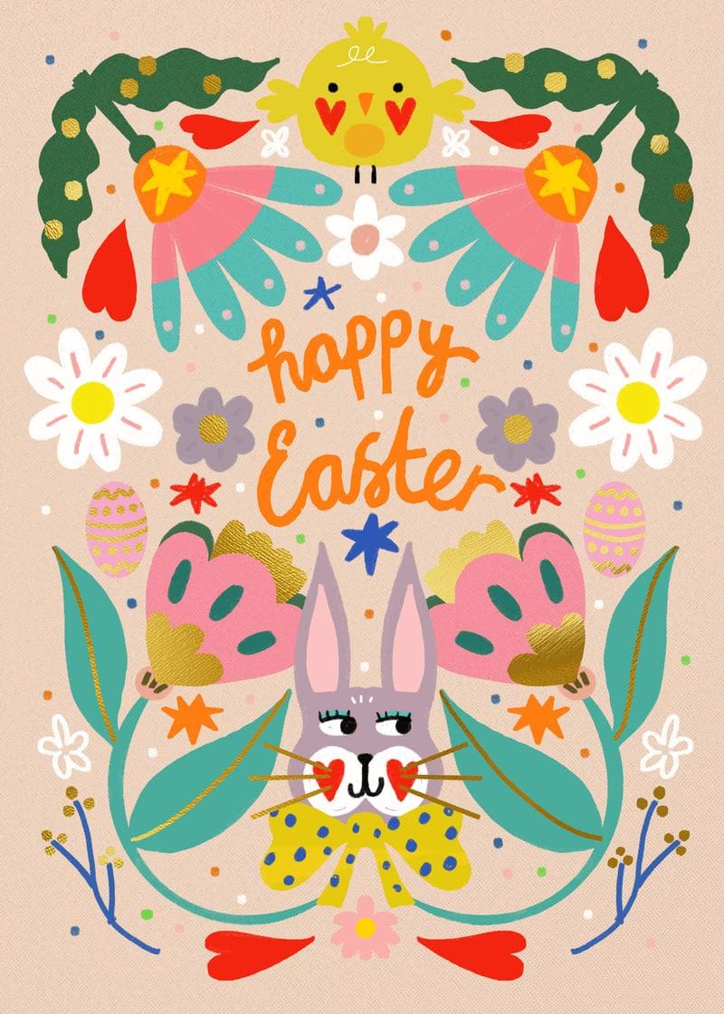 happy easter floral design card
