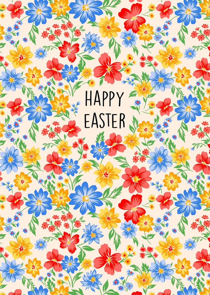 happy easter floral pattern