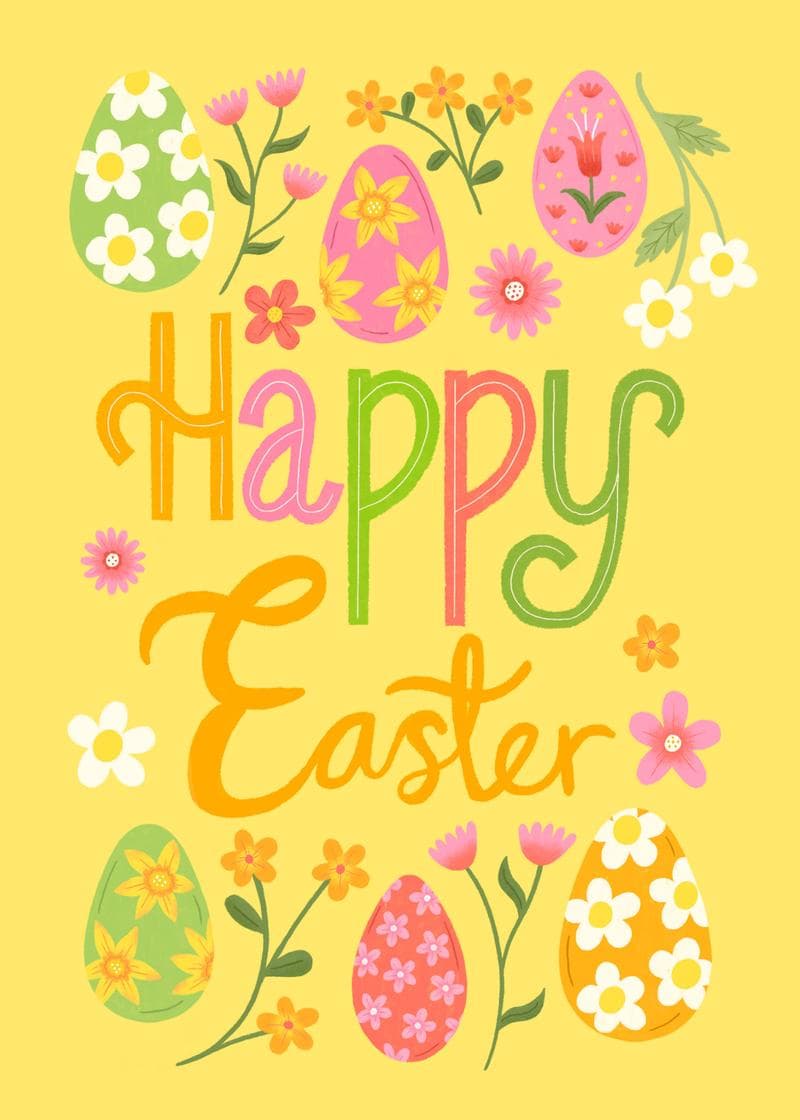 happy easter floral and egg design