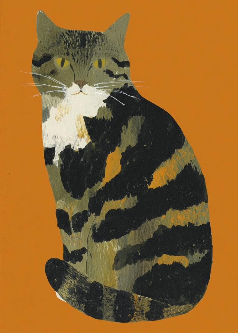 tabby cat sitting politely card