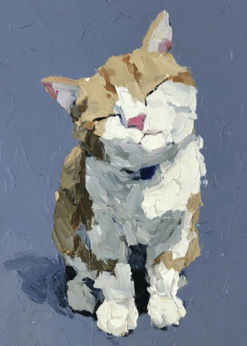 painted tabby cat card