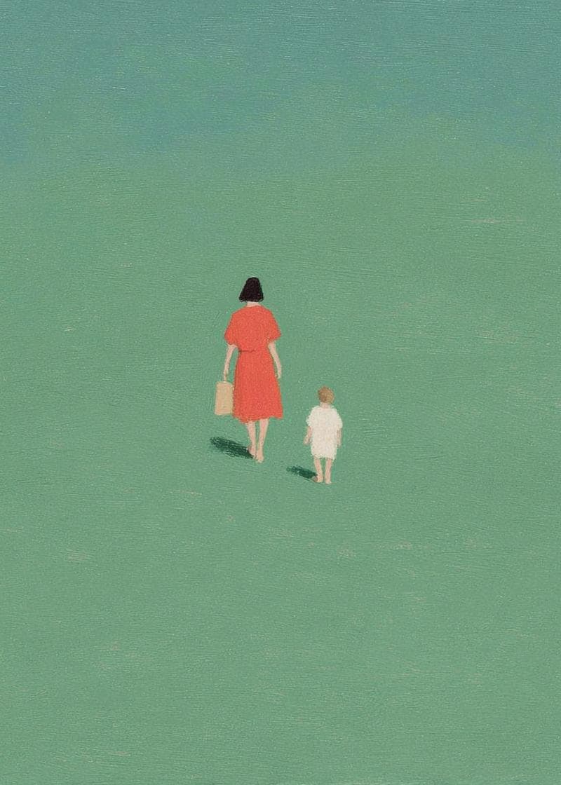 mom and child painting walking card